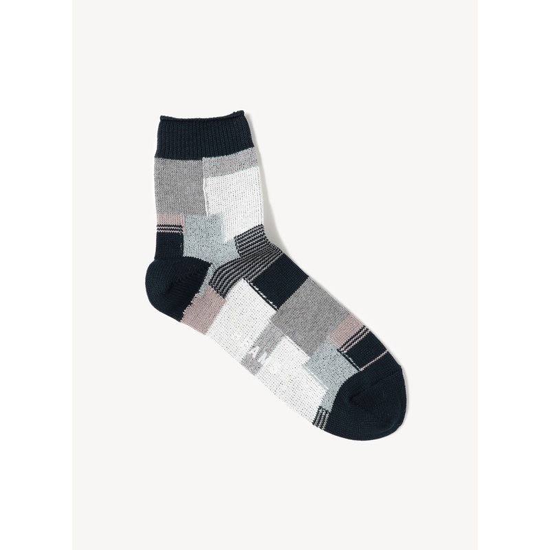 Patchwork Quarter Socks|Navy|One Size